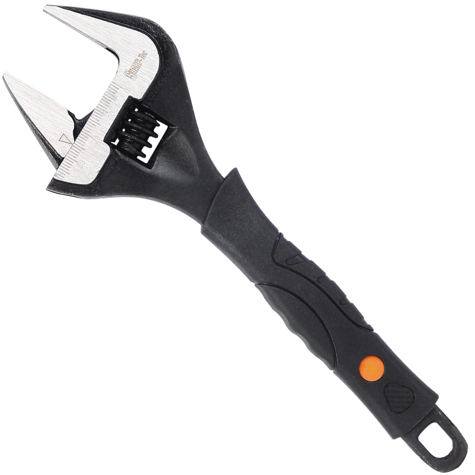 Sharp-tec 8-Inch Adjustable Spanner Wrench (200mm), 36mm Wide Jaw Large Opening, Chrome Vanadium Steel, Black Oxide Finish, Heavy-Duty Plumbing & DIY Tool with Ergonomic Grip