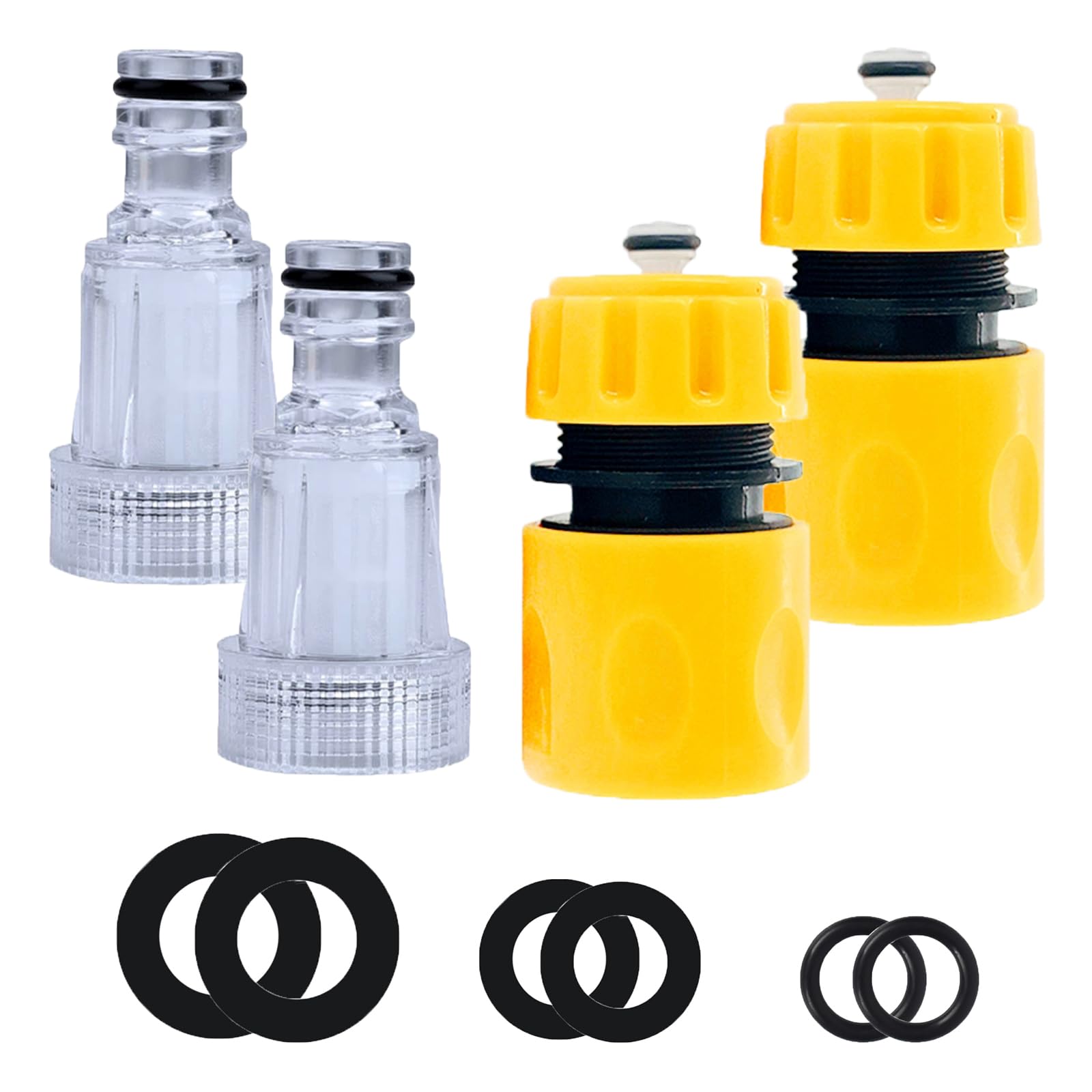 3/4" High Pressure Washer Filter with 2pcs Quick Connectors - Garden Hose Inlet Gun Adapter - Plastic Water Filter for Home & Garden Use