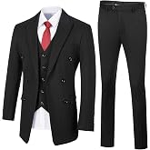 Mens Suit Plaid Slim Fit 3 Pieces Checked Casual Tuxedo Formal Suits for Men Wedding Business Party Blazer Vest Pants Set