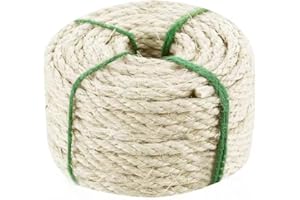 JEPNJPU Nature Hemp Rope,1/4”Sisal Rope for Cat Scratching Post Replacement,Heavy Duty Jute Twine for Cat Tree or Cat Scratching Pad,Cat Tower Yarn,66FT