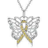 AOBOCO Sterling Silver Cancer Awareness Necklace Cancer Survivor Gifts for Women