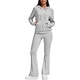 ZFLM Women's 2 Piece Sportswear Set Casual Sweatsuit Long Sleeved Drawstring Foldover Flared Sweatpants Tracksuit Streetwear