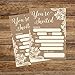 Hadley Designs 50 Fill in Invitations, Burlap and Lace, Kraft, Wedding, Bridal Shower Invitations, Rehearsal Dinner, Invites, Baby Shower Invite, Bachelorette Party Invites, Engagement, Graduation