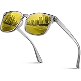 PLFOG Night Driving Glasses for Men Women - Polarized Night Vision Glasses Anti Glare Nighttime Eyeglasses Yellow Lens