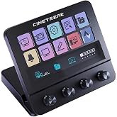 CINETREAK CT-SD10 Stream Controller with 10 LCD Keys, 1 Touchscreen &amp; 4 Metal Knobs &ndash; Triple Interaction (Press/Swipe/Rotate) for OBS, Live Streaming, Video Editing, PC/Mac