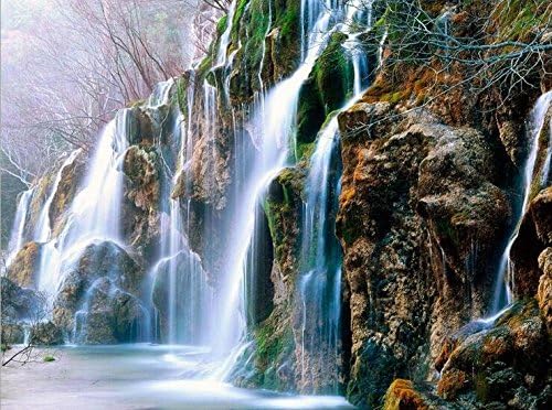 Queenlink Full Pasted DIY Square Diamond Embroidery Paintings Rhinestone Cross Stitch Beautiful Waterfall