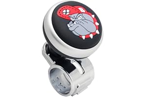 GotoShop Bulldog Logo Car Steering Wheel Power Handle Spinner Suicide Accessory Knob for Car Vehicle Truck (Silver/Gray Logo)