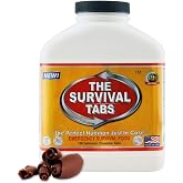 Survival Tabs &ndash; Emergency Food Supply &ndash; 15-Day Chocolate Tabs, High-Protein | Loaded with 15 key vitamins and minerals for everyday energy needs - fits neatly in backpacks, glove boxes, or pantry shelves