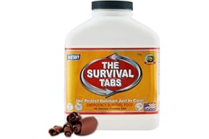 THE SURVIVAL TABS Survival Tabs 15-Day 180 Tabs Emergency Food Ration Survival MREs Food Replacement for Outdoor Activities Disaster Preparedness Gluten Free and Non-GMO 25 Years Shelf Life Long Term - Chocolate Flavor