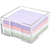 Acrylic Sticky Note Holder, 3 x 3 Crystal Clear Acrylic Notepad Holder Sticky Note Dispenser for Dorm Room and Office Desk Organizer