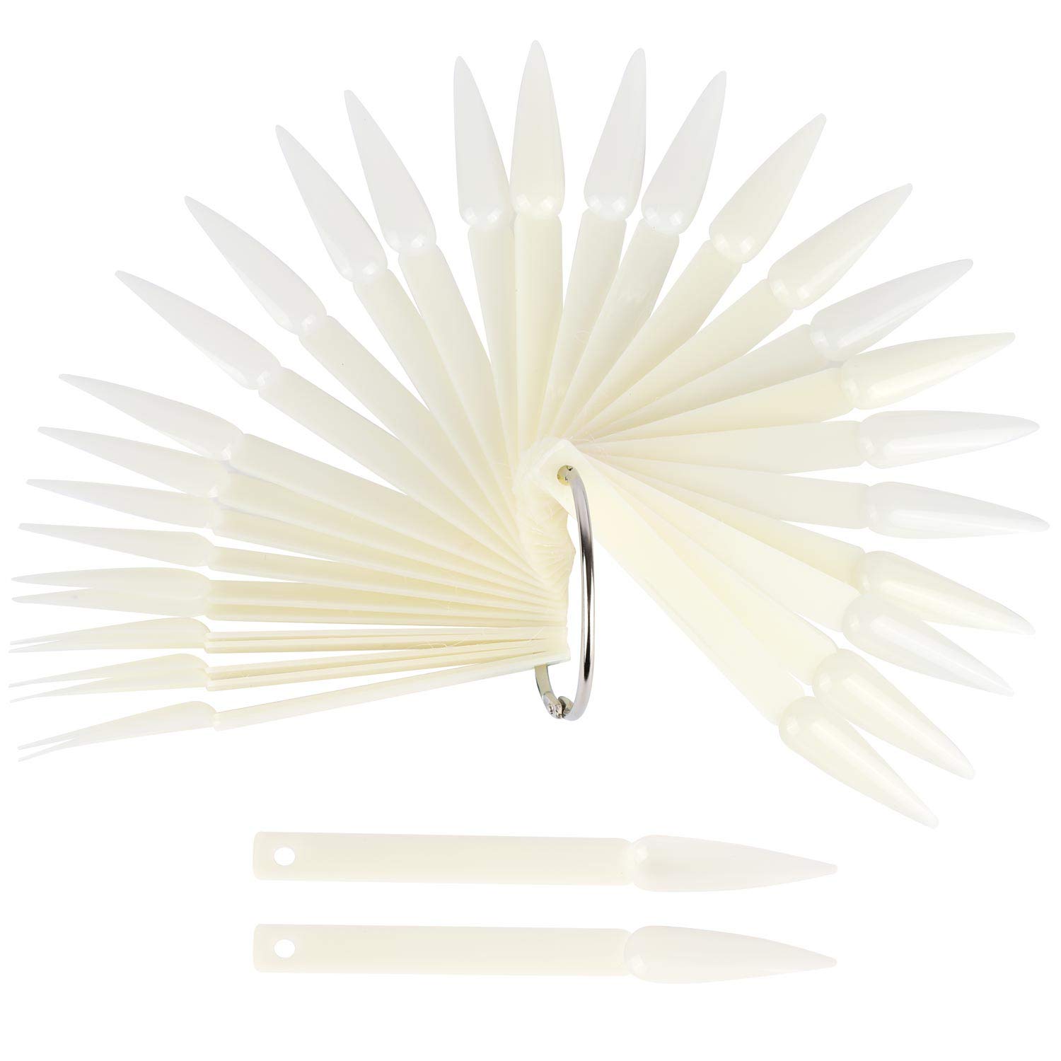 Photo 1 of 160 Pieces Nail Swatch Sticks Natural Stiletto Nail Display Tips Nail Color Swatches Pointed Tip Nail Art Practice Tips Nail Sample Sticks