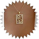 Andelaisi Boho Crystal Square Pendant Necklace Vintage Square Dragon Choker Necklace Gold Flying Dragon Necklace Animal Dragon Square Necklace Jewelry for Women