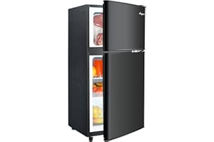 Anypro 3.2 Cu.Ft Fridge with Freezer, Double Door Refrigerator with Freezer, Temperature Control, Adjustable Shelves, Fridge for Office, Bedroom, Dorm, Garage, RV