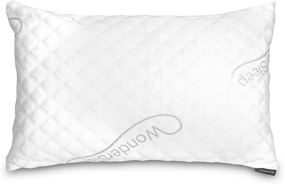 WonderSleep Premium Adjustable Loft [Luxury Queen] - Shredded Hypoallergenic Memory Foam Pillow for Home & Hotel Collection + Washable Removable Bamboo Derived Rayon Cover - Luxury Queen
