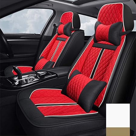 Amazon 豪華で快適な通気性のカーシートカバー ラベンダークッション 逃がし運転疲労 オールシーズンズに適し 5色 赤 シートカバー 車 バイク