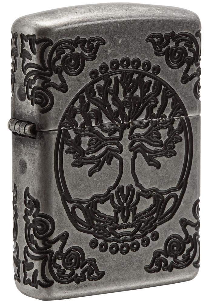 Zippo Windproof Lighter - Tree of Life - Armour Antique Silver, Deep Carve - Refillable, Lifetime Use - Adjustable Flame - Gift Box - Metal - Made in USA