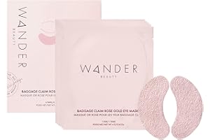 Wander Beauty Baggage Claim - Rose Gold Foil Under Eye Patches For Dark Circles and Puffiness - Under Eye Mask Depuffs & Firms - Brightening Eye Mask for Under Eye Bags (6 Pairs)