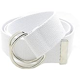 BC Belts Canvas Web Belt Double D-Ring Buckle 1.5" Wide with Metal Tip Solid Color