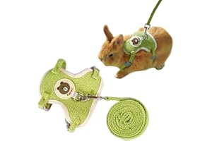 Copfeu Rabbit Harness and Leash Set Adjustable Bunny Harness Leash Ferret Harness Guinea Pig Harness Ferret Leash for Small Pets Walking Outdoor (Small,Green)