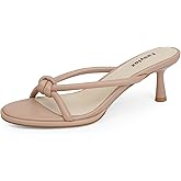 Easyfox Womens Heeled Sandals Rounded Open Toe Mid Heels Slip on Bow Mules Sandals Comfort Dress Party Shoes