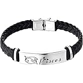 STARCHENIE 12 Constellation Leather Bracelet Zodiac Signs Braided Punk Wrist Rope Cuff Bracelet