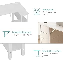 Lufeiya White L Shaped Computer Desk with Drawers