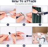 Aolso Pacifier Chain 4pcs Clip Adapter silicone rings Teething Clip Black Blue view 4
