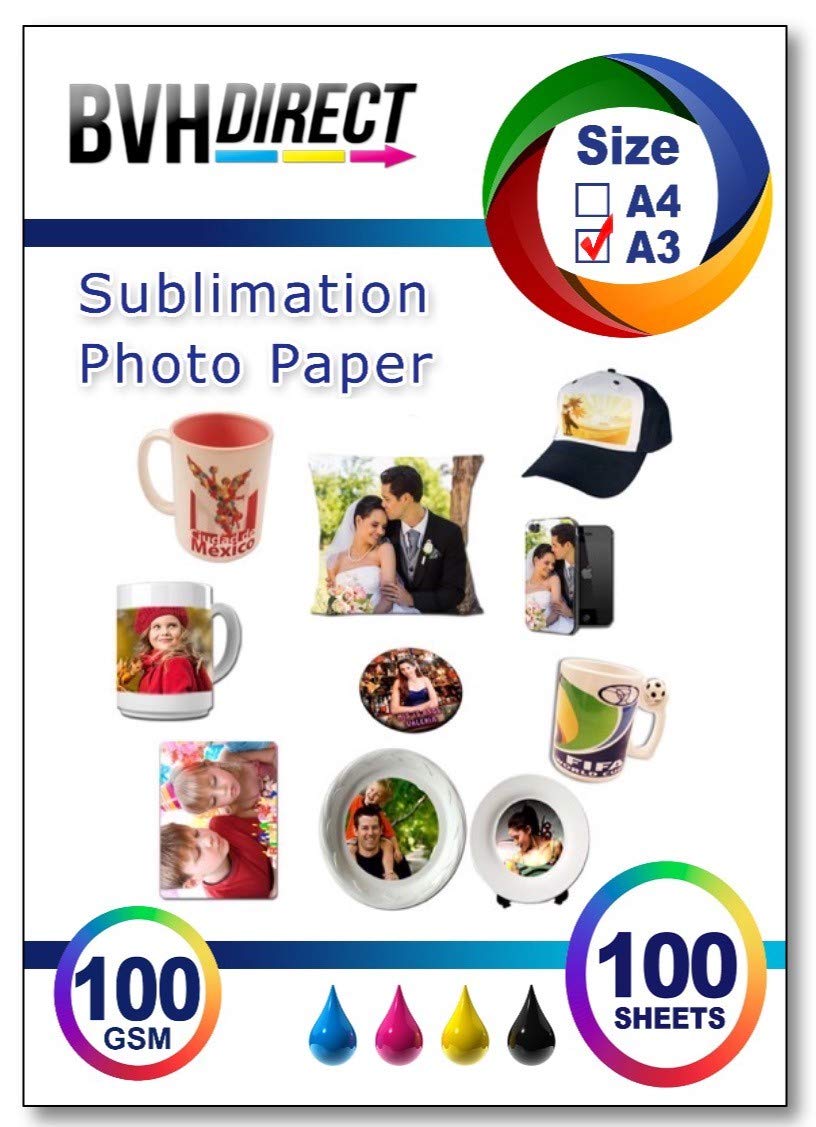 BVH Direct A3 (420x297mm) Sublimation Paper 100gsm (100 Sheets) for EPSON, RICOH, and SAWGRASS