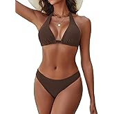 Zojuyozio Women's Bikini Sets Halter Triangle Swimsuit 2 Piece Bathing Suit