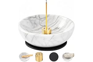 CM CHIC MONDAY Incense Holder, Natural Marble Incense Holder for Sticks with 9 Incense Holes, Handmade Incense Stick Burner Ideal for Smudging, Decoration