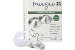 MOOGCO Silver Nursing Cups — 999k Silver Nipple Shields for Breastfeeding — Most Durable, Chemical-Free Nipple Protection (Re