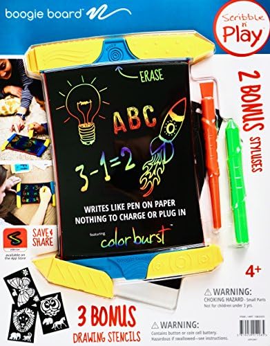 Boogie Board Scribble N' Play ColorBurst with 4 Writing Tools and 3 Drawing Stencils