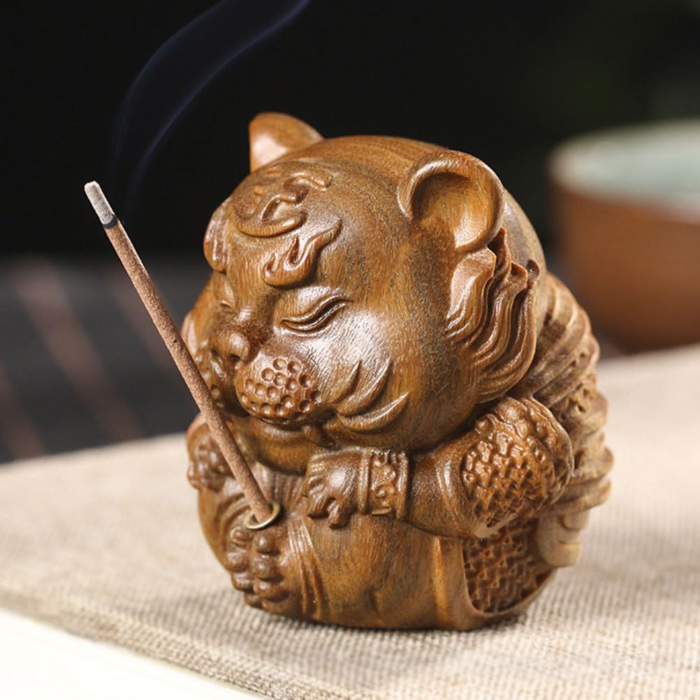 Cabilock Tiger Incense Holder Tiger Incense Burner Wooden Decor for Home Aromatherapy Ornament
