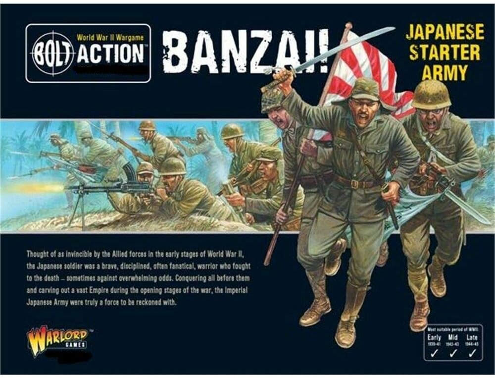 Warlord Bolt Action Banzai Japananese Starter Army Pack 1:56 WWII Military Wargaming Plastic Model Kit, Small
