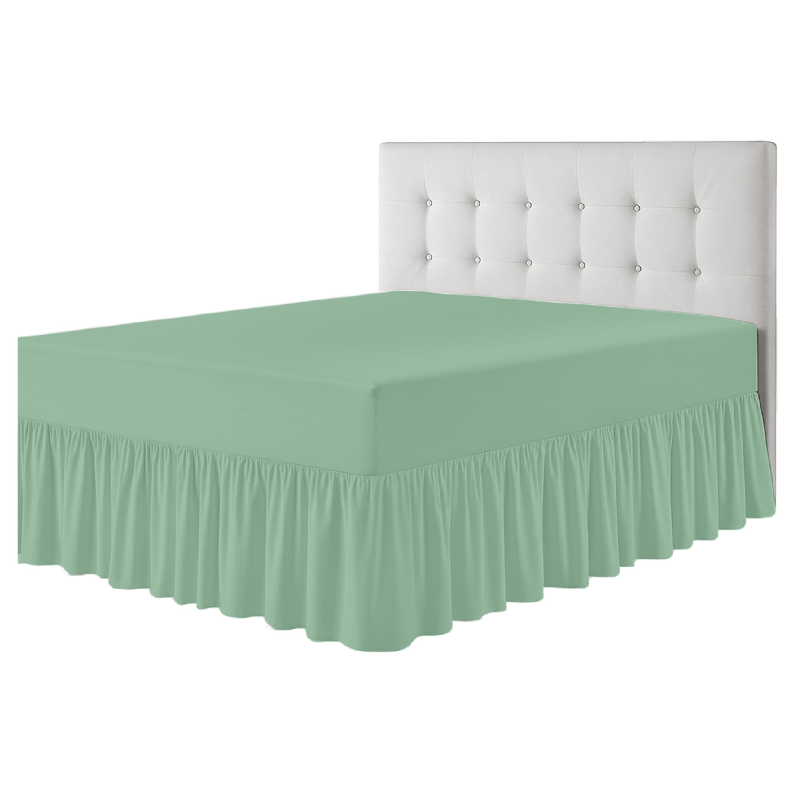 Rohi Deep Fitted Valance Sheet Single Bed - Easy Care Plain Dyed Valance Fitted Sheet with 30cm Deep Frill - Hypoallergenic - Fit over Mattress (Single, Duck Egg) โ image 1