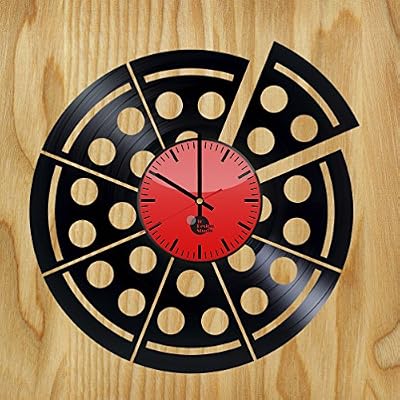 Pizza Italian HANDMADE Vinyl Record Wall Clock - Get unique home room wall decor - Gift ideas for kids, teens, boys, girls - Unique Food Art Design - Leave us a feedback and win your custom clock