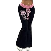 SOLY HUX Women's Goth Flare Pants Grunge Pants Flare Leggings Bootcut Bell Bottoms Emo Scene Y2k Clothes