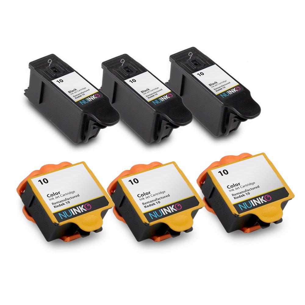 NUINKO 6 Pack Compatible Kodak 10 Ink Cartridges Black and Color for Kodak  ESP 3250 ESP 5250 ESP 7250 ESP 3 ESP 5210 HERO 7.1 HERO 9.1 EasyShare 5300  Inkjet ...