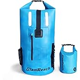 Glamreach Waterproof Backpack, 55L Dry Bag for kayaking, Hiking, Travel, Camping,Fishing & Paddle Boarding with 2L dry bag for Men &Women (Blue, 55L)