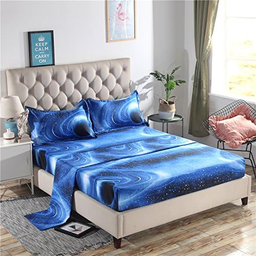 Juwenin Home Galaxy Bed Sheet Bedding Set, 104% Soft Microfiber Fitted Sheet