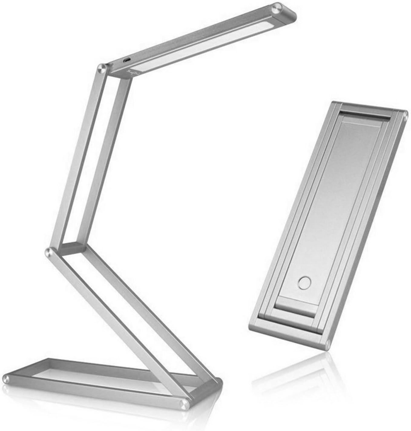 Aoxsen LED Desk Lamp, Transformers Dimmable Portable Bedside Table Lamp, USB Charging Adjustable, 2-Level Dimmer, Eye Care, Energy Efficient, Aluminum Alloy Foldable Lamp for Reading Studying Night Light