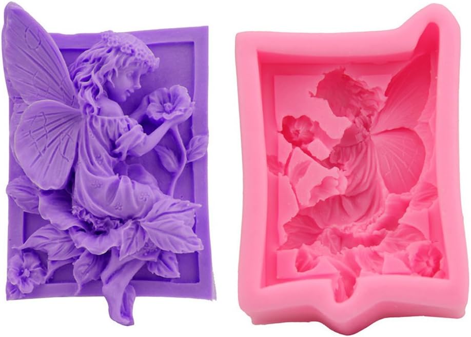 LSHCX Fairy Flower Art Soap Mold Craft Molds, 2 Pack