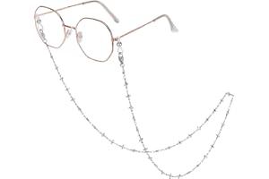 HONGEELY Eyeglass Chain Silver Stainless Steel Handmade Necklace for Reading Glasses Sunglass Beaded Chains for Men Women