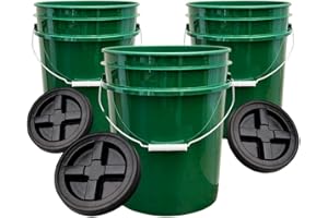 House Naturals 5 Gallon Buckets pails with Screw on Airtight Black Lids - Food Grade - BPA Free -(Pack of 3) Made in USA