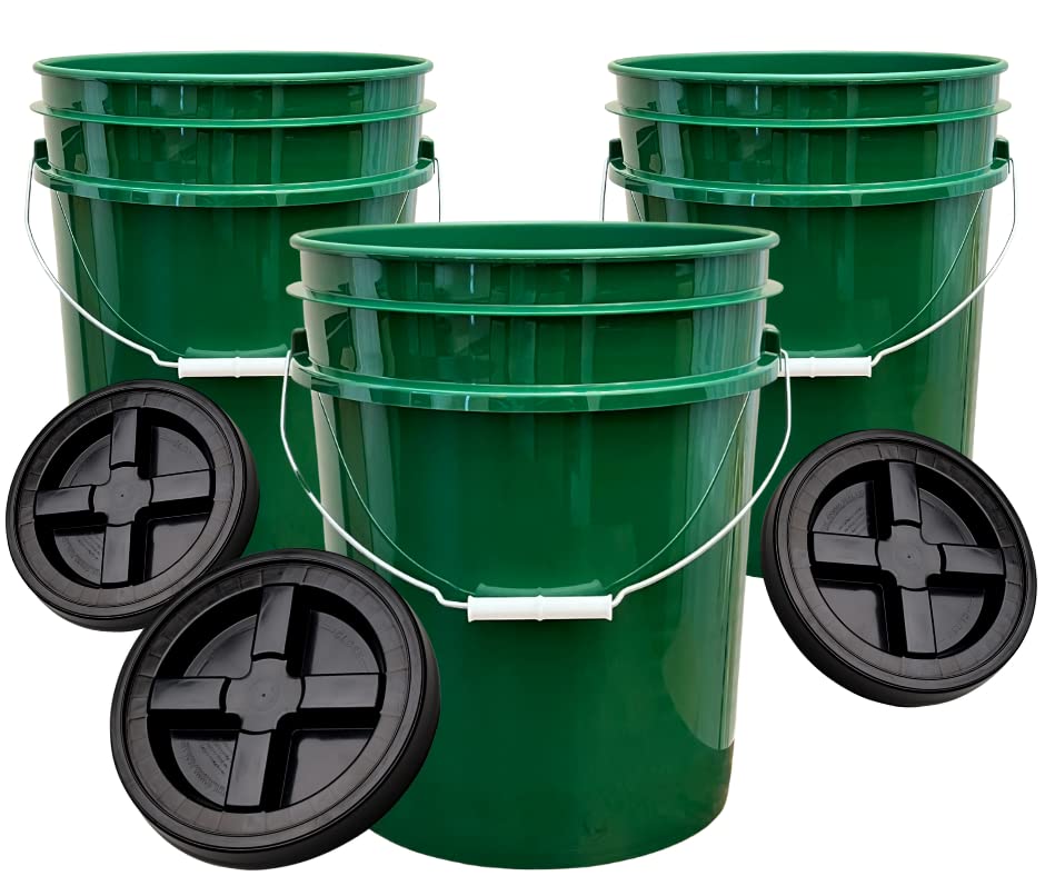 House Naturals 5 Gallon Buckets pails with Screw on Gamma Lids Black