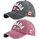 BAOZOON 2 Pcs Baseball Caps - Embroidered Maple Leaf, Adjustable Canada Flag Golf Hat for Men Women