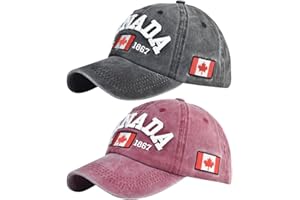 BAOZOON 2 Pcs Canada Baseball Caps Embroidered Maple Leaf Canada Baseball Hat Adjustable Canada Flag Golf Hat for Men Women