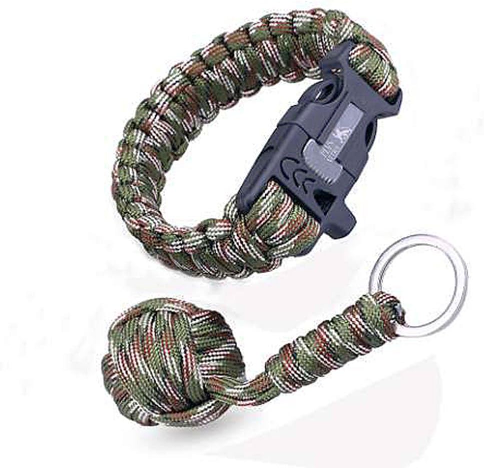 Plus Ultra Paracord Firestarter Survival Bracelet | Flint fire Starter Scraper Knife Whistle for Outdoor Hunting Hiking Camping Boating Fishing and Emergency