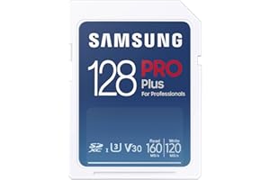 Samsung PRO Plus Full Size 128GB SDXC Memory Card, Up to 180 MB/s, Full HD & 4K UHD, UHS-I, C10, U3, V30 for DSLR, Mirrorless