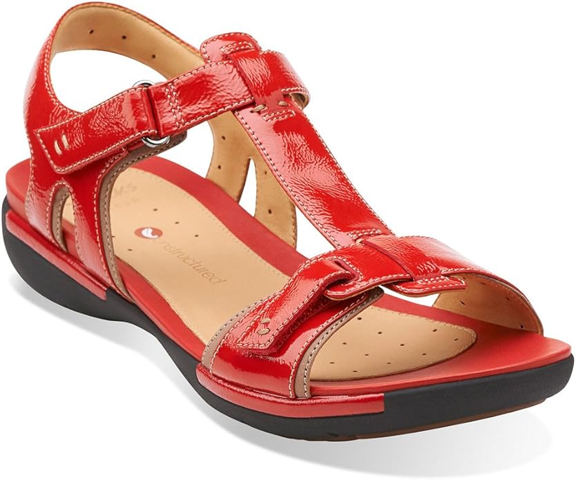 Amazon.com | CLARKS Un.Voshell Womens Red Leather Sandal 12-Medium | Shoes